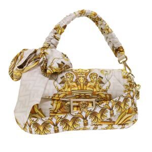FENDI Baguette Shoulder Bag Polyester White